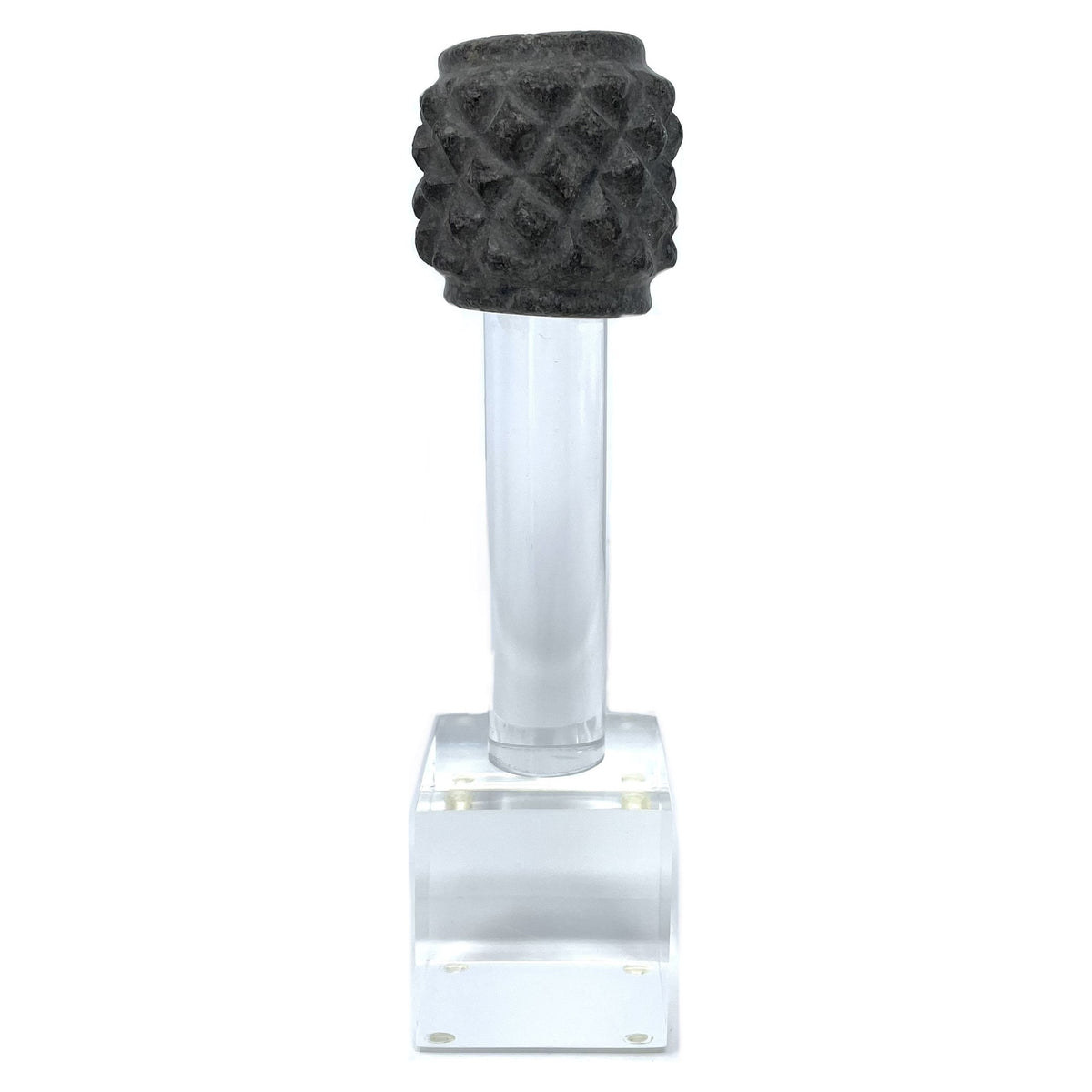 3 Pre-Columbian Stone & Copper Mace Heads on Custom Acrylic Stands