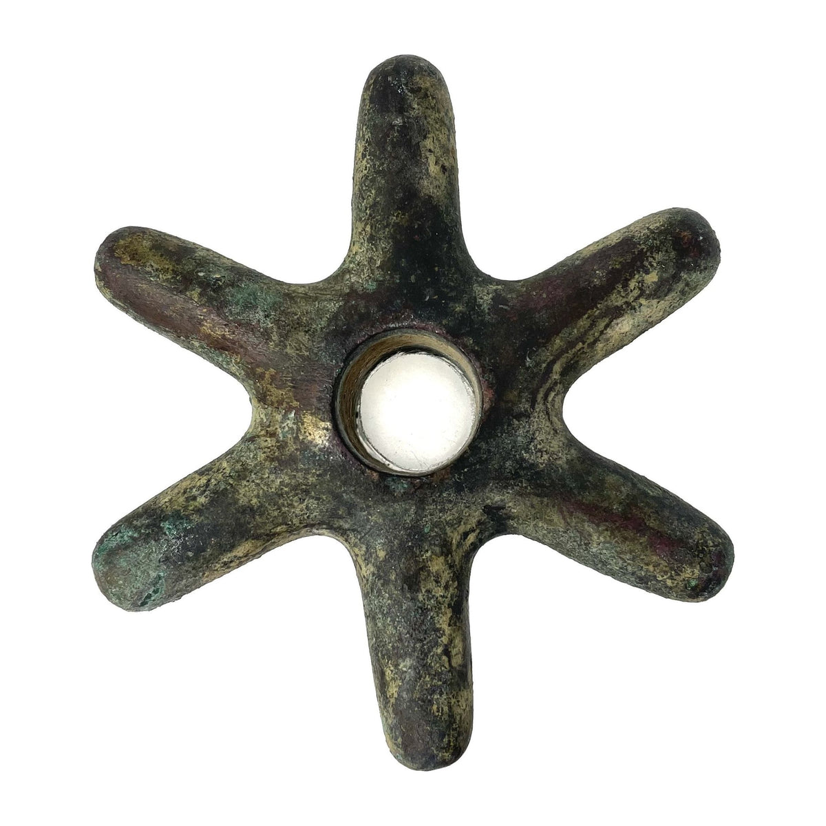 3 Pre-Columbian Stone & Copper Mace Heads on Custom Acrylic Stands