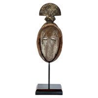 Vintage Baule Portrait Mask from Ivory Coast with Custom Black Stand.