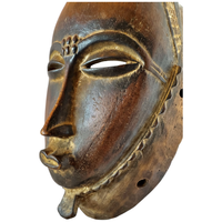 Vintage Baule Portrait Mask from Ivory Coast with Custom Black Stand.