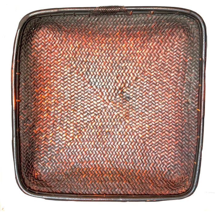 Vintage Ifugao square "Ligao" field basket from the Philippines. Perfect as wall art in a Wabi Sabi or Coastal interior setting. 