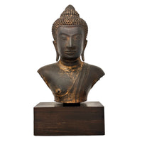 Vintage Khmer-Style Buddha Bust - 13.5" H X 7.3" W