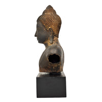 Vintage Khmer-Style Buddha Bust - 13.5" H X 7.3" W