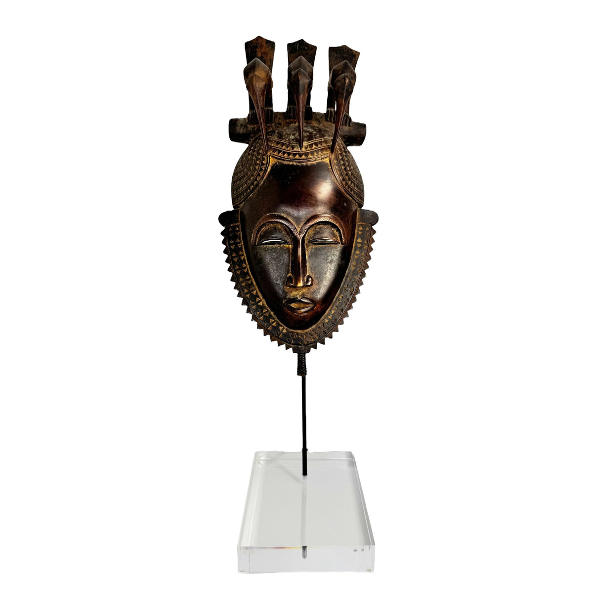 Vintage Yaore Mask with Birds from Ivory Coast - 24" H X 8" W X 5" D