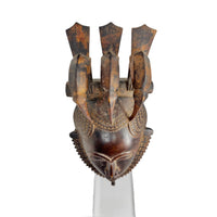 Vintage Yaore Mask with Birds from Ivory Coast - 24" H X 8" W X 5" D