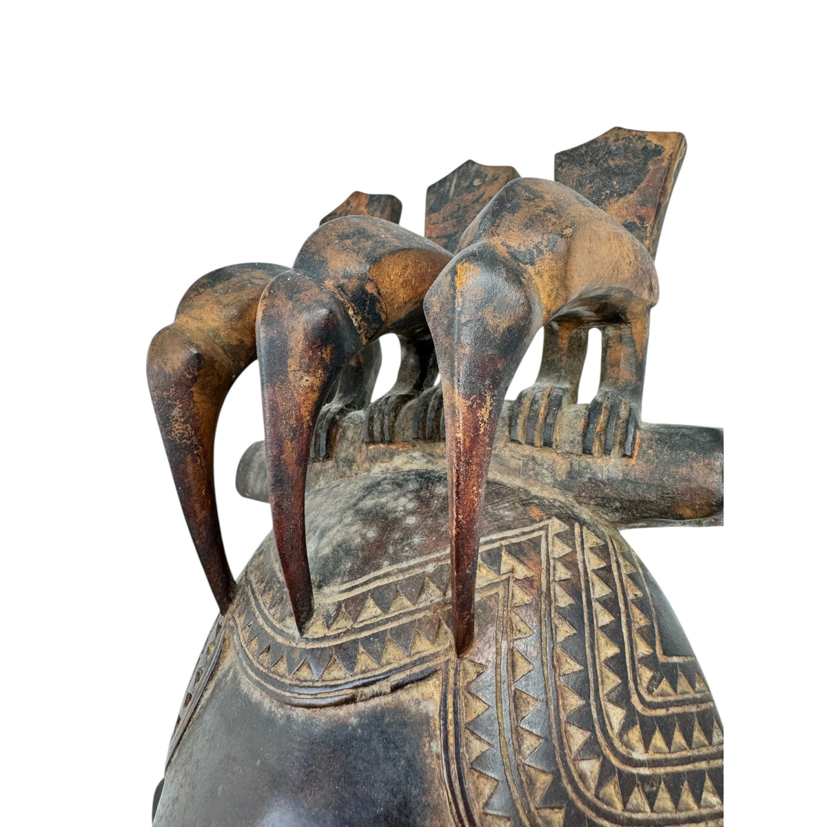 Vintage Yaore Mask with Birds from Ivory Coast - 24" H X 8" W X 5" D