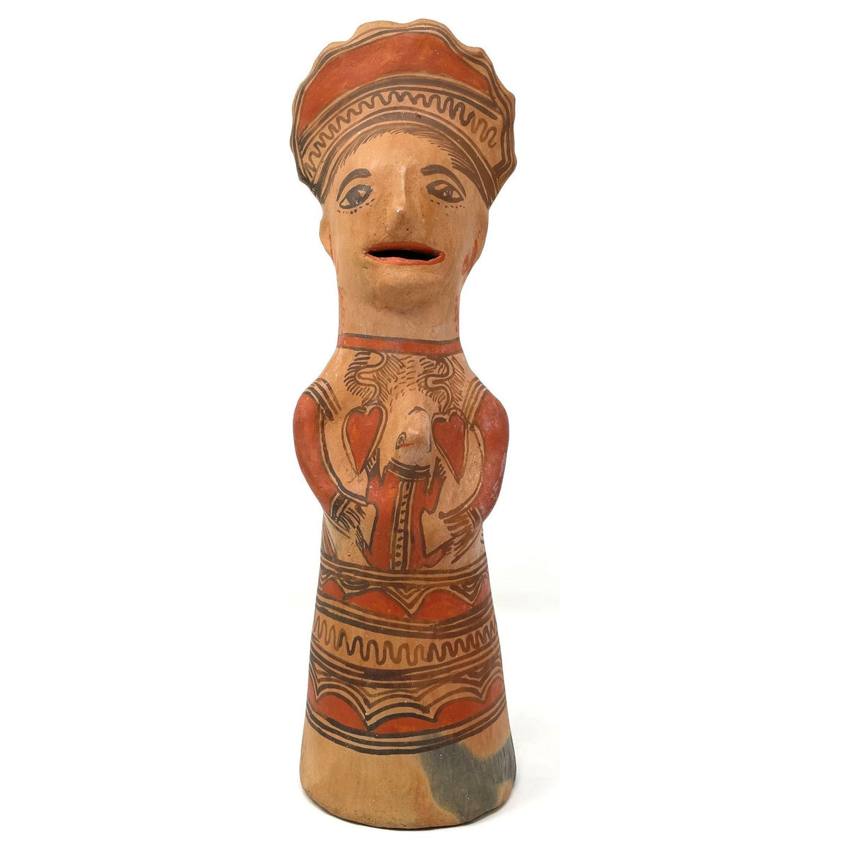 1950s Nahua Female Figurine from San Agustín Oapan, Guerrero, Mexico - 12" H X 5" Diam. (#2)