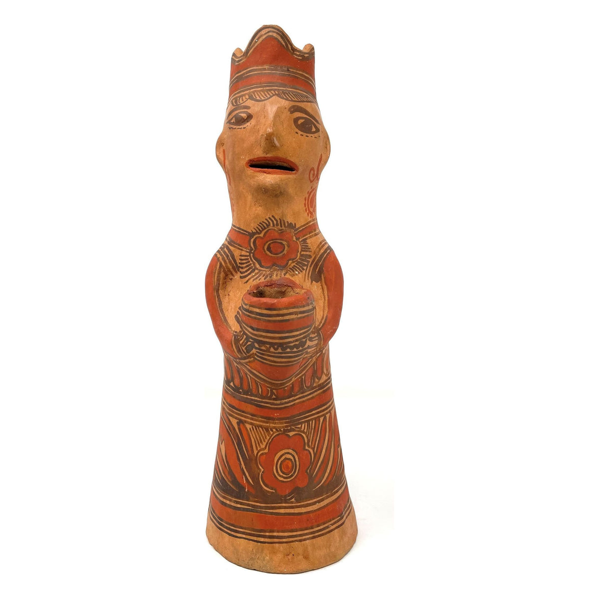 1950s Nahua Female Figurine from San Agustín Oapan, Guerrero, Mexico - 11.5" H X 4" Diam. (#4)