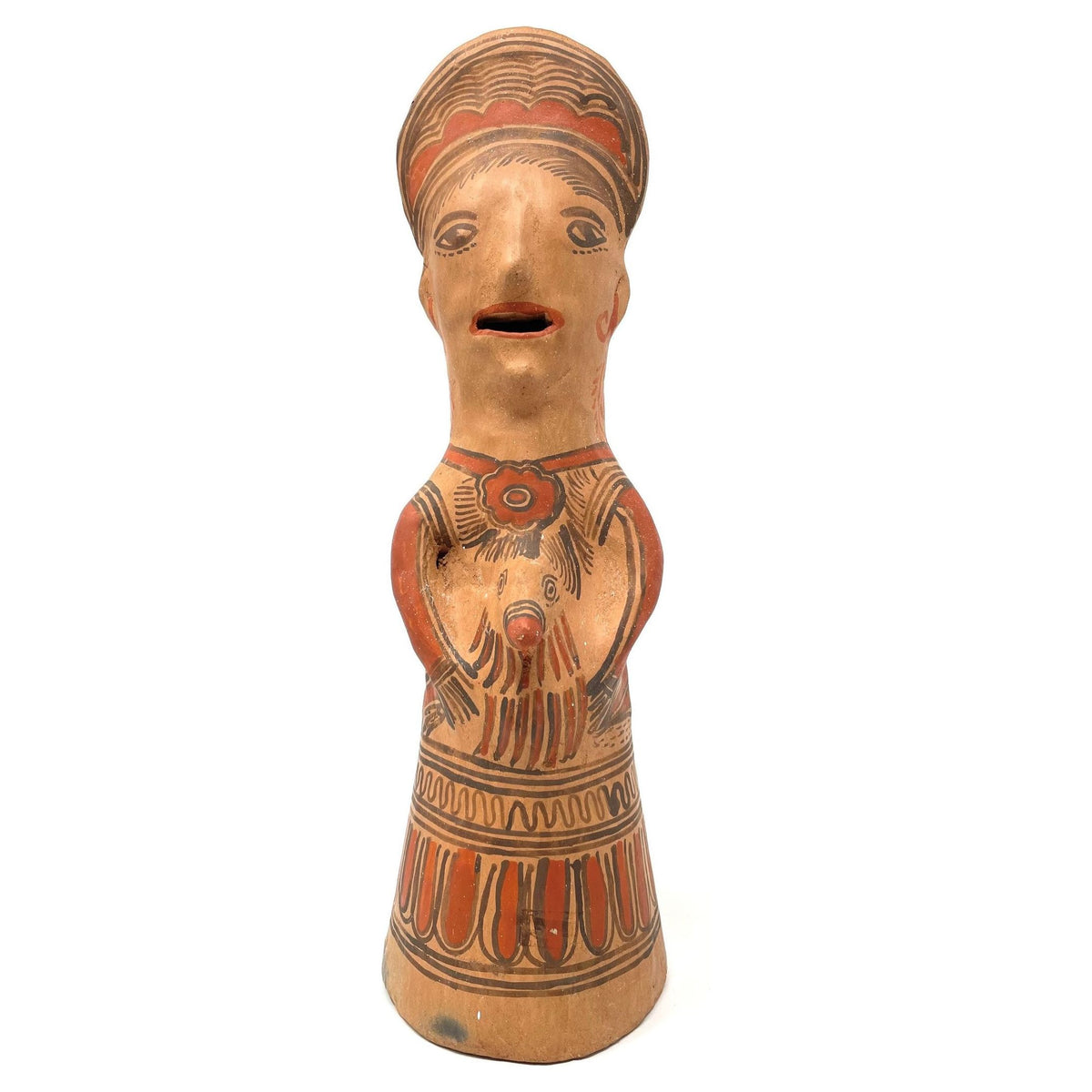 1950s Nahua Female Figurine from San Agustín Oapan, Guerrero, Mexico - 12" H X 4" Diam. (#1)