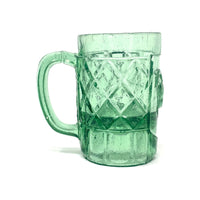 Set of Green Pressed Glass Mexican Pulque "Chivo" Beer Mugs