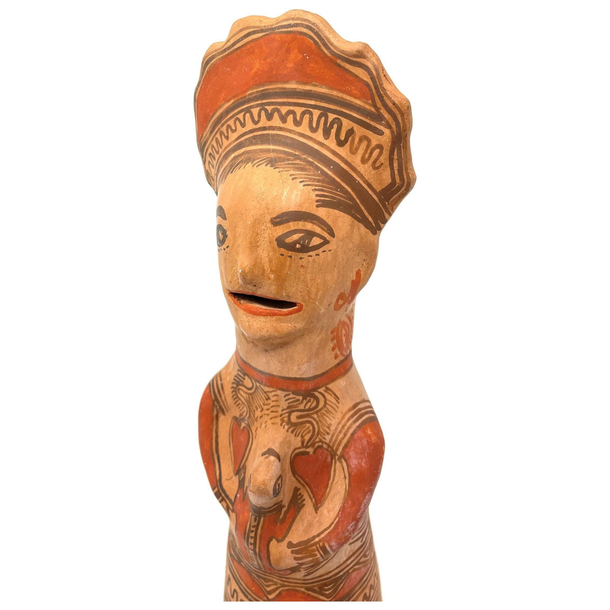 1950s Nahua Female Figurine from San Agustín Oapan, Guerrero, Mexico - 12" H X 5" Diam. (#2)