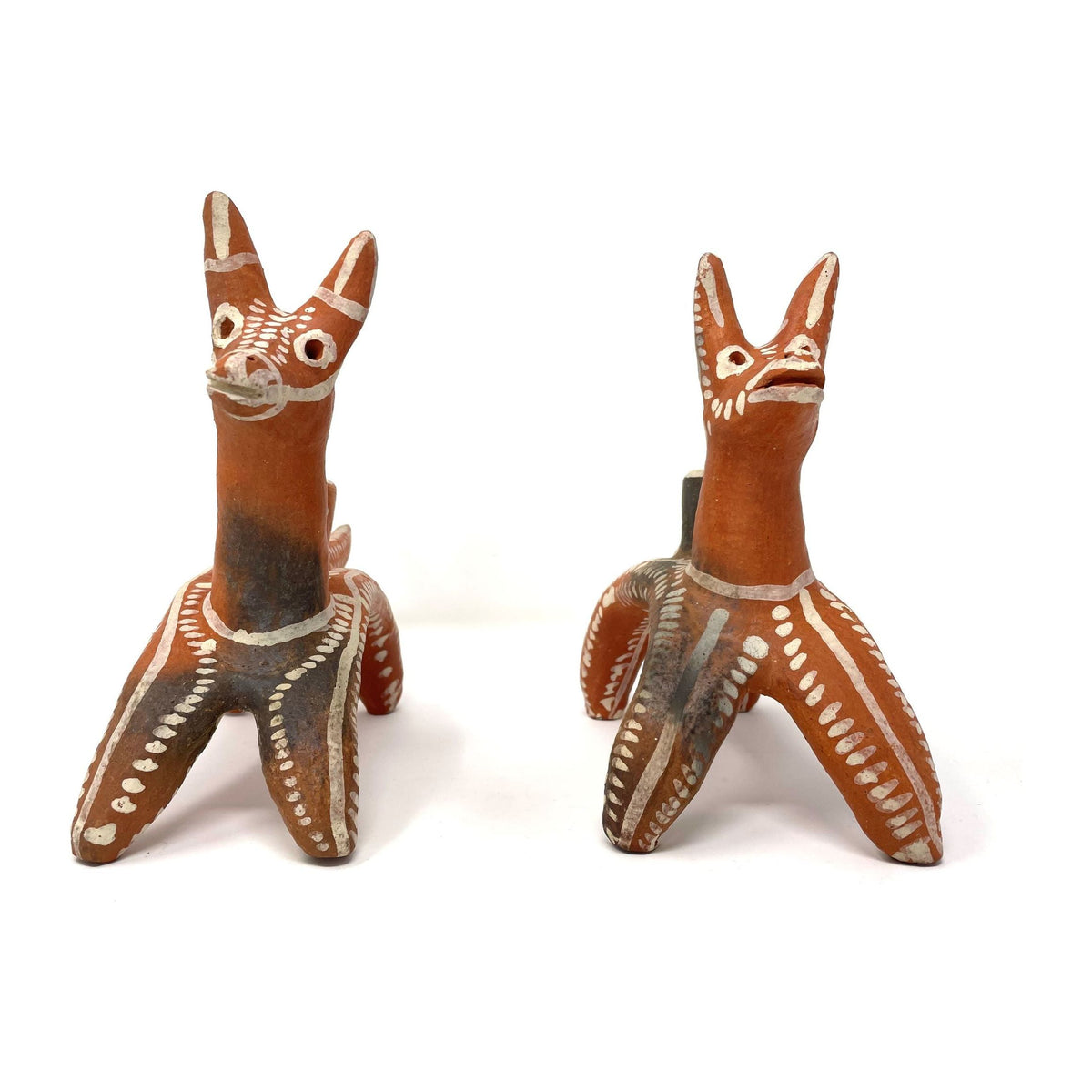 Pair of Chililico Animal Candleholders from Mexico - 8" H X 9" L X 4" W