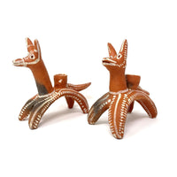 Pair of Chililico Animal Candleholders from Mexico - 8" H X 9" L X 4" W