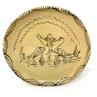 Vintage Tzintzuntzan Plate Featuring Two Birds and One Fish from Michoacán, Mexico - 10.5" Diam. X 1.25" H