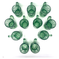 Set of Green Pressed Glass Mexican Pulque "Chivo" Beer Mugs