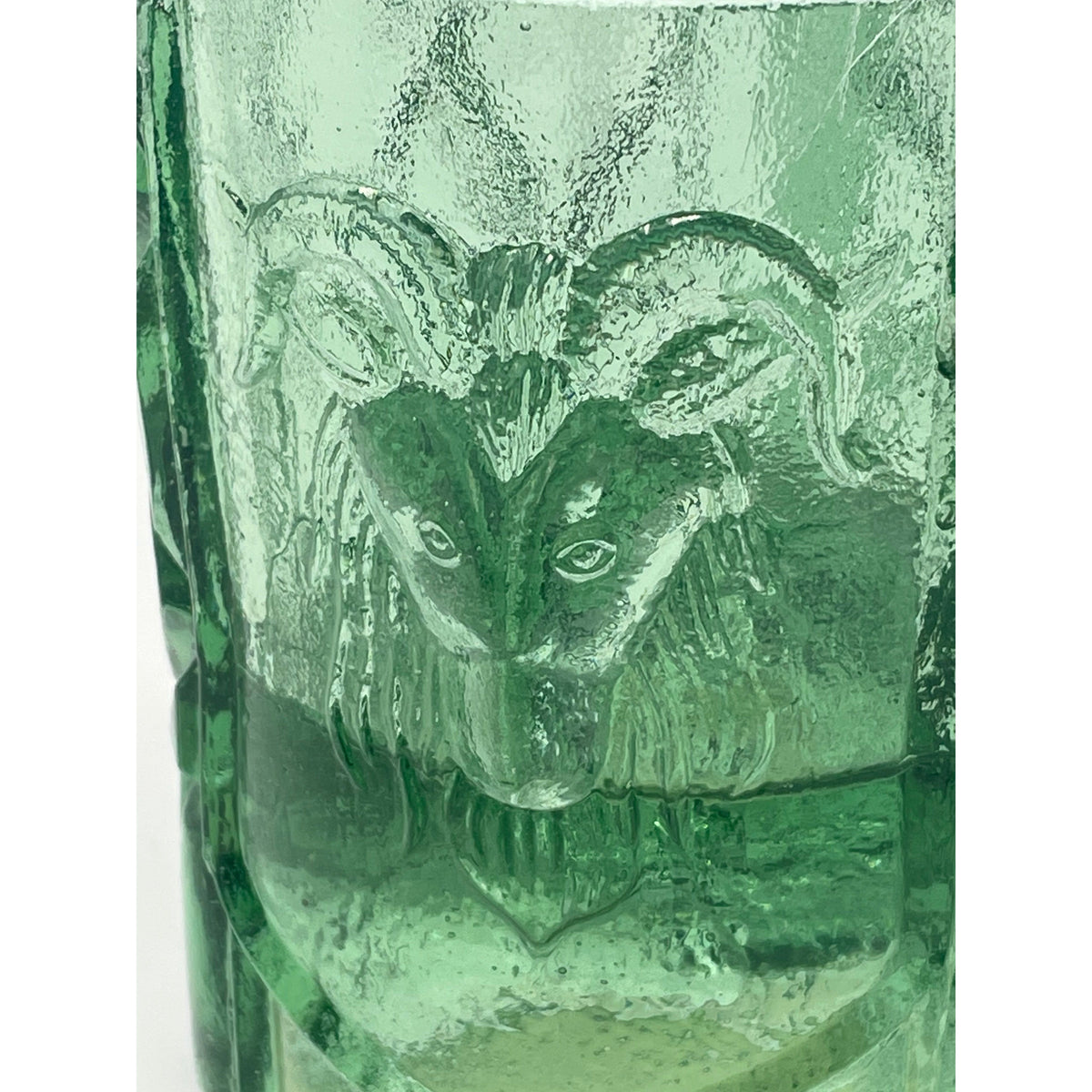 Set of Green Pressed Glass Mexican Pulque "Chivo" Beer Mugs