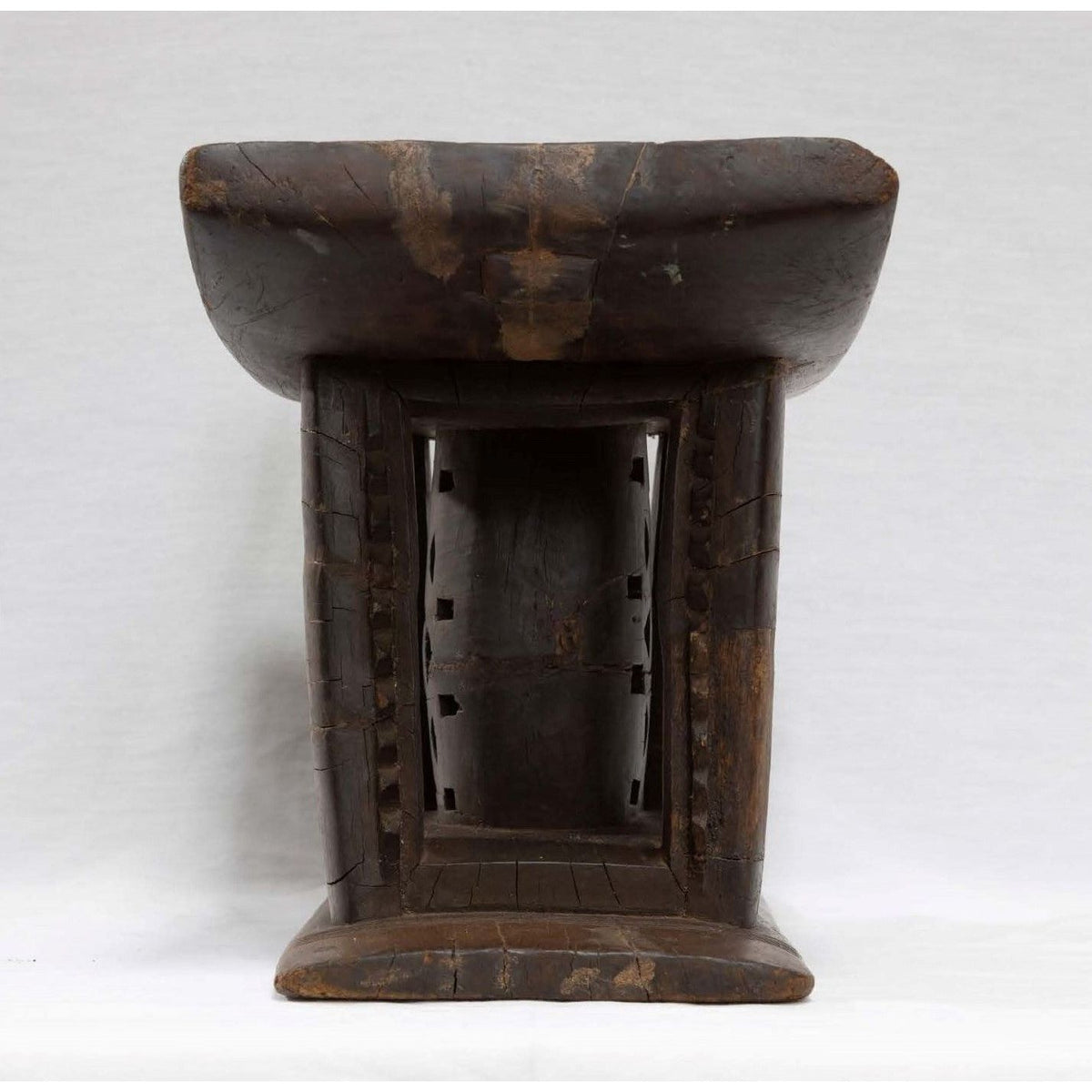 Vintage Ashanti Hand-Carved Dark Brown Wooden Tribal Stool from Ghana - 19" L X 10" D X 12" H