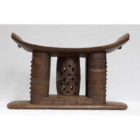 Vintage Ashanti Hand-Carved Dark Brown Wooden Tribal Stool from Ghana - 19" L X 10" D X 12" H