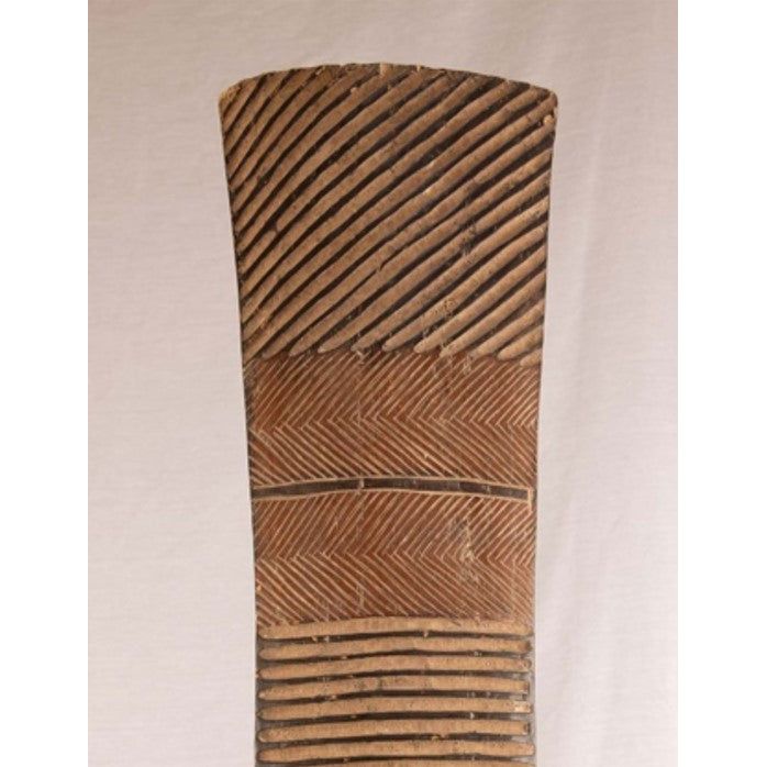 Elongated Rectangular Hand Carved Wooden Shield with Geometric Patterns from Africa - 47" H X 10.5 " W X 4" D