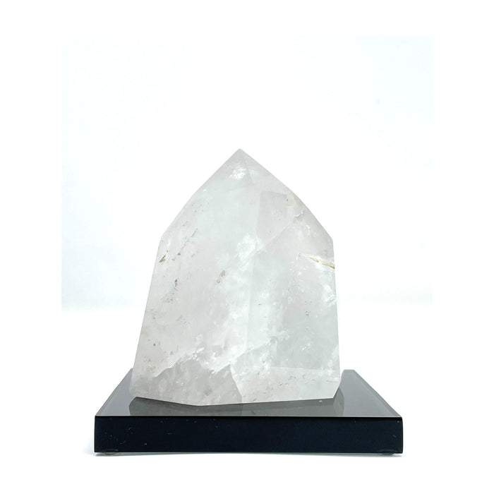 Opaque/White Quartz Polygonal Crystal on Acrylic Base - 4" H X 3" Diam.