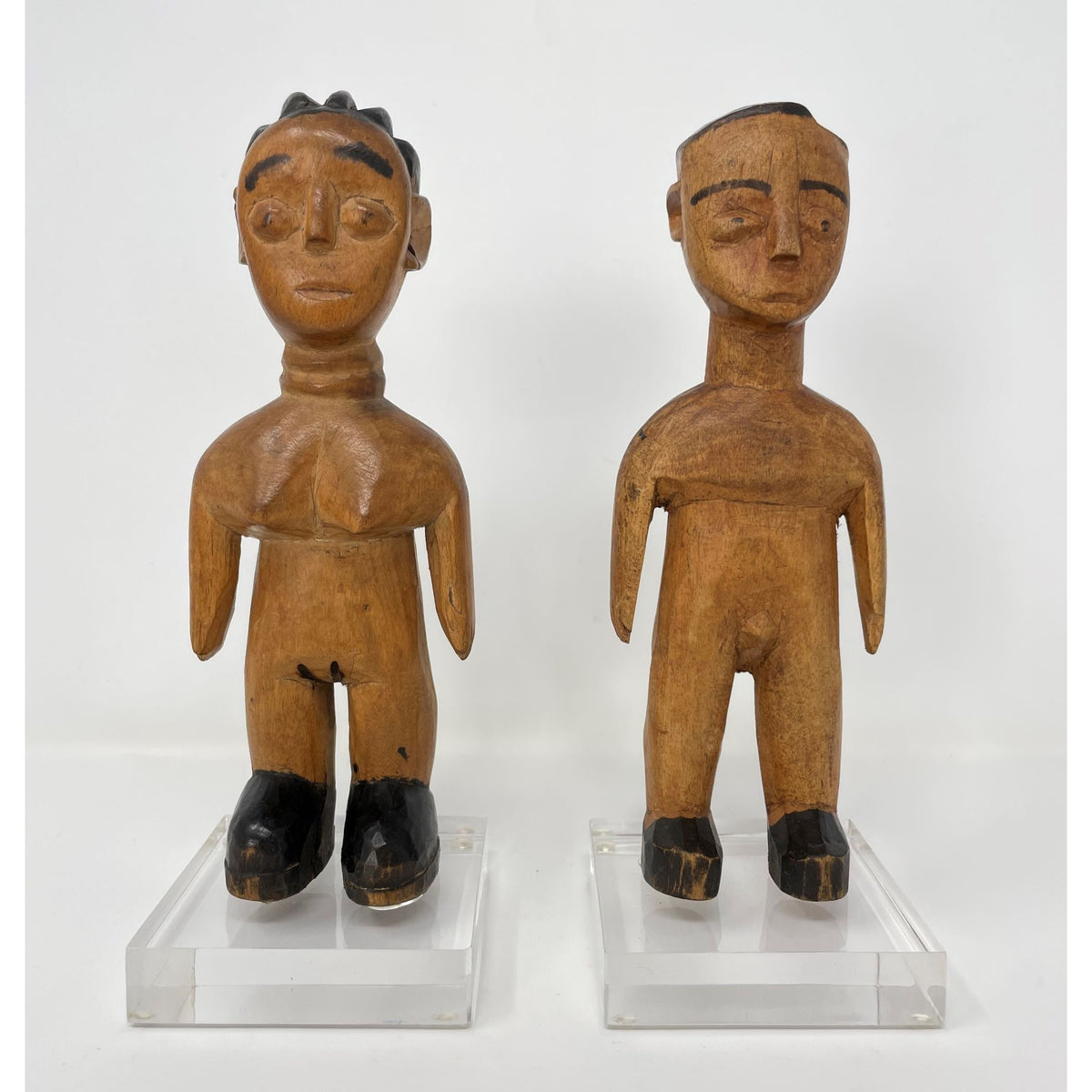 Ewe Male & Female Venavi 'Twin' Figures on Acrylic Bases from Ghana/Togo