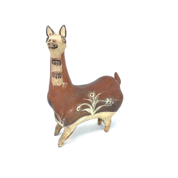 Vintage Folk Art Pottery Llama from Peru - 10" H X 7" L X 4" W