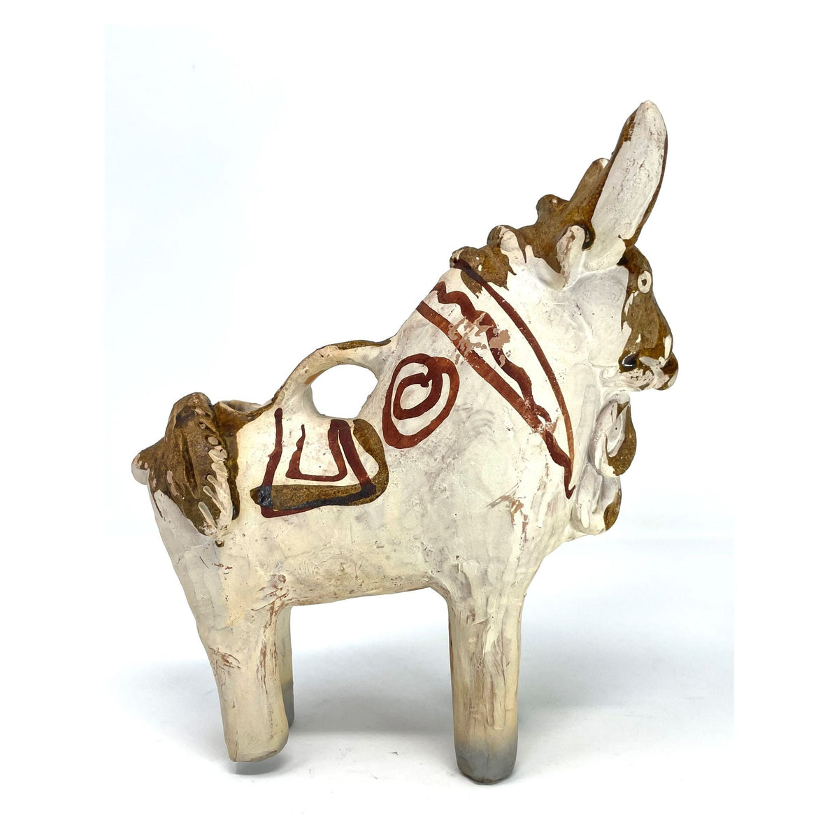 Small Vintage Pucará Bull from Peru Measuring 8 Inches Tall by 7.5 Inches Long