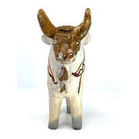 Small Vintage Pucará Bull from Peru Measuring 8 Inches Tall by 7.5 Inches Long