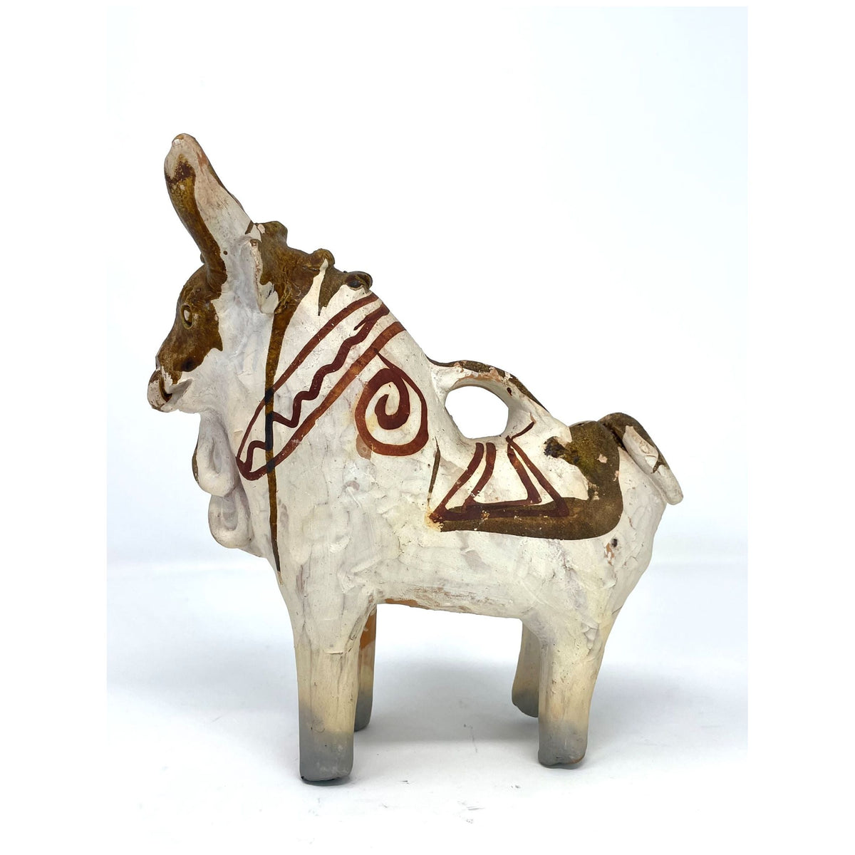 Small Vintage Pucará Bull from Peru Measuring 8 Inches Tall by 7.5 Inches Long