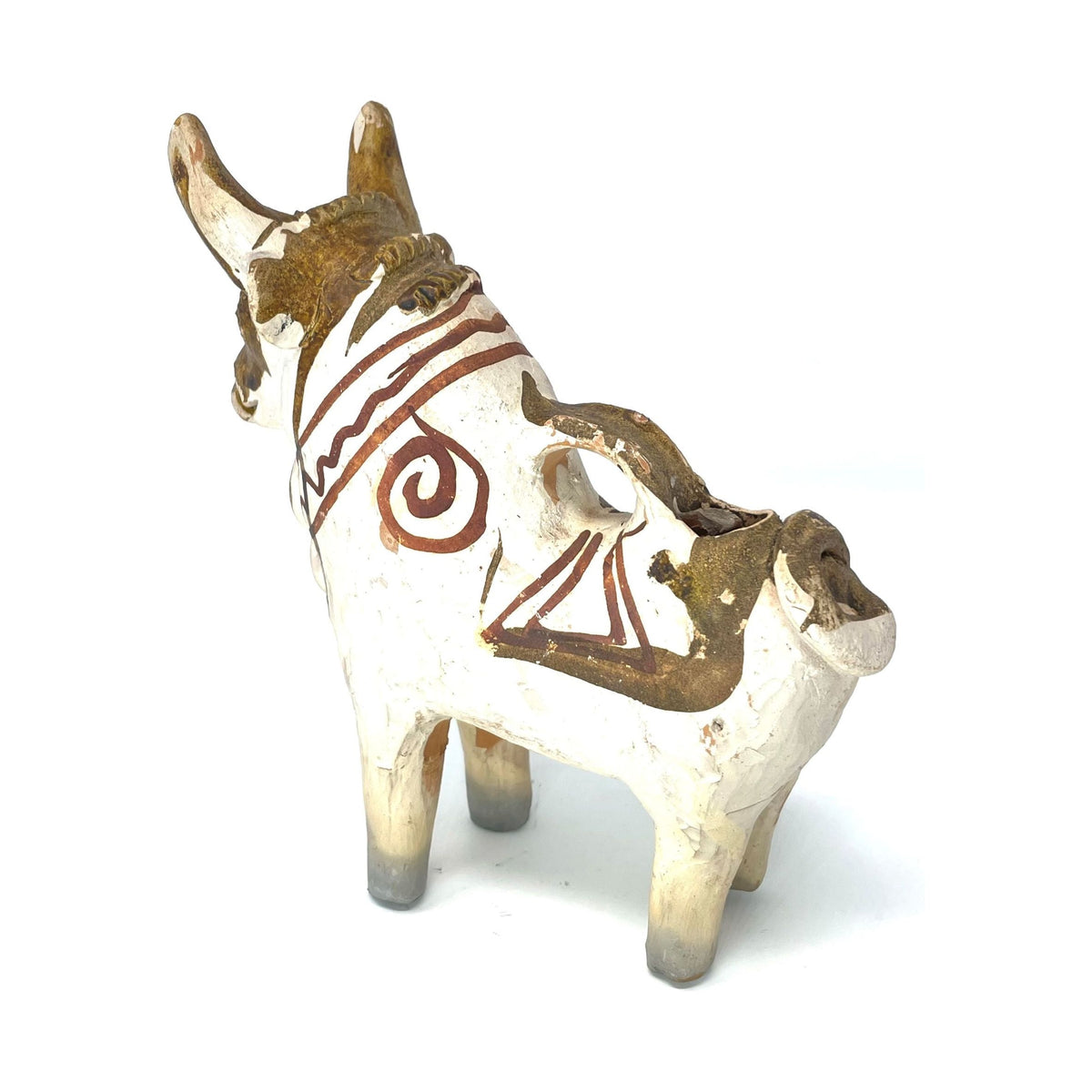 Small Vintage Pucará Bull from Peru Measuring 8 Inches Tall by 7.5 Inches Long