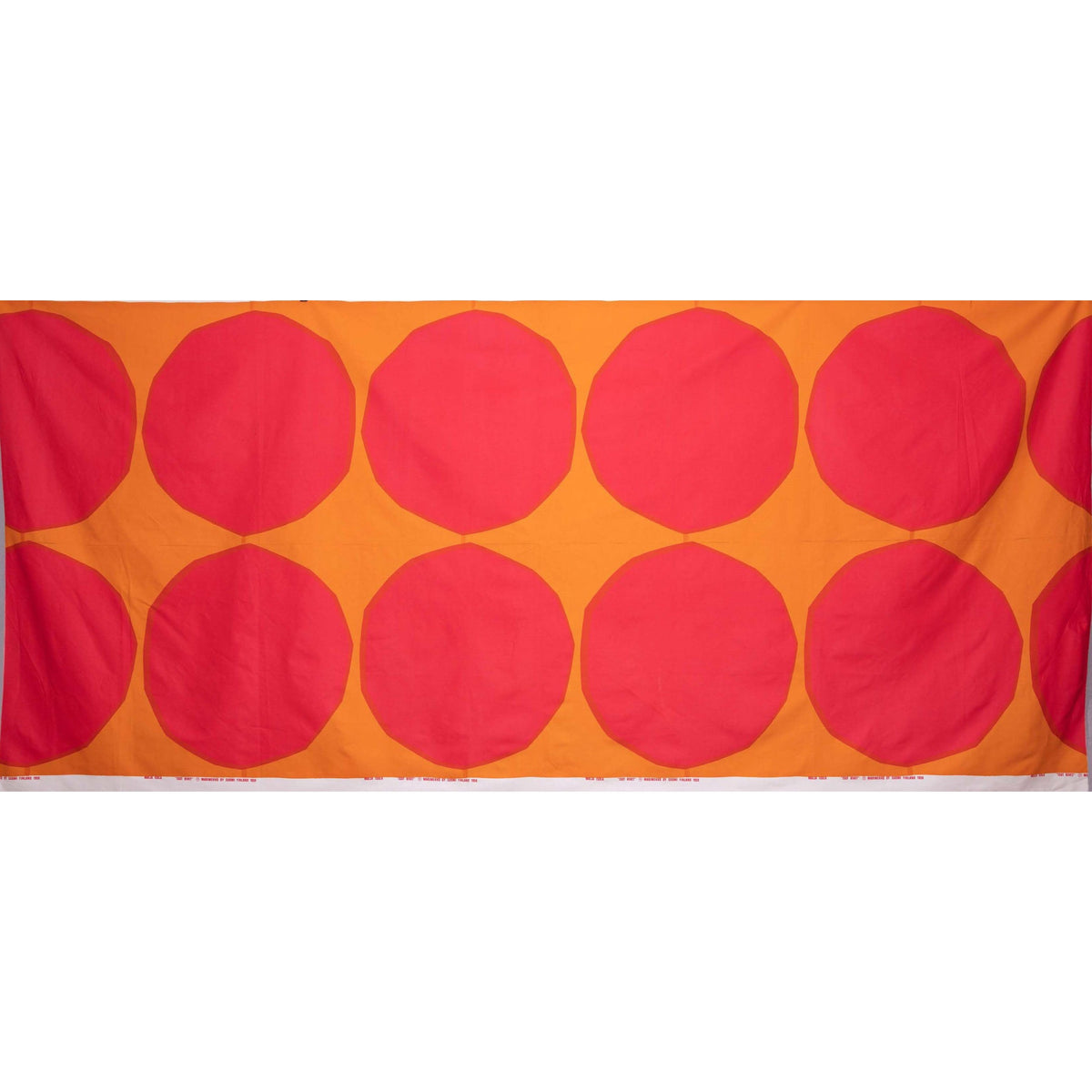 Vintage Mid-Century Marimekko Fabric 1959 ‘Isot Kivet’ Repetitive Pink and Orange Circular Print