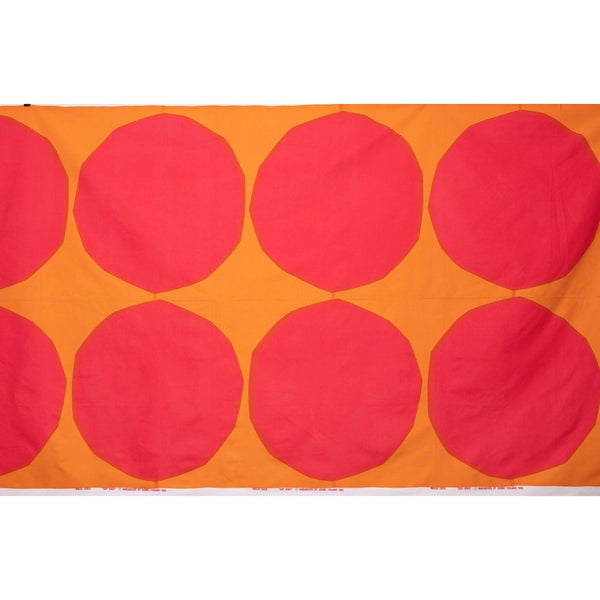 Vintage Mid-Century Marimekko Fabric 1959 ‘Isot Kivet’ Repetitive Pink and Orange Circular Print