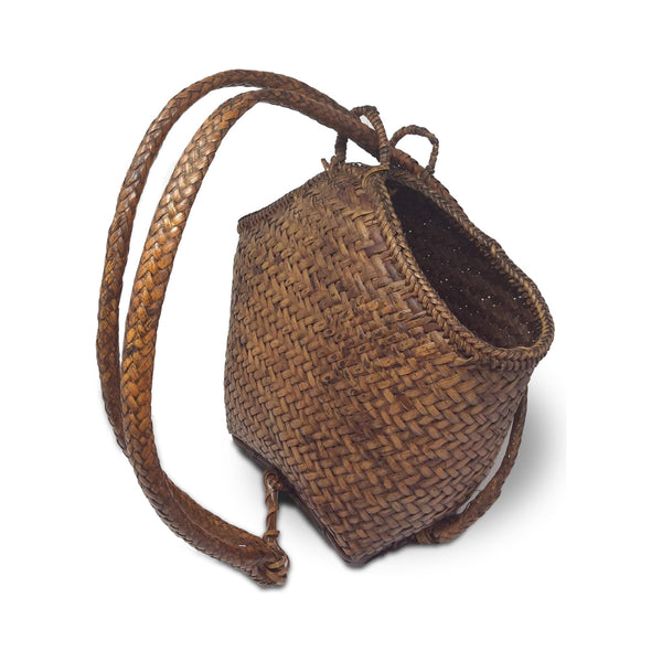 Vintage Pasiking Shoulder Basket/Backpack with Natural/Brown Coloration from the Philippines - 17" H X 13" W