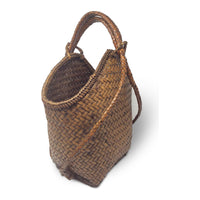 Vintage Pasiking Shoulder Basket/Backpack with Natural/Brown Coloration from the Philippines - 17" H X 13" W