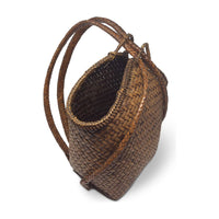 Vintage Pasiking Shoulder Basket/Backpack with Natural/Brown Coloration from the Philippines - 17" H X 13" W