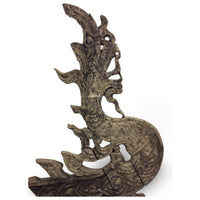 Large 19th Century Thai Wooden Temple Dragon with Natural/Neutral Patina - 42" H X 29" W X 2" D