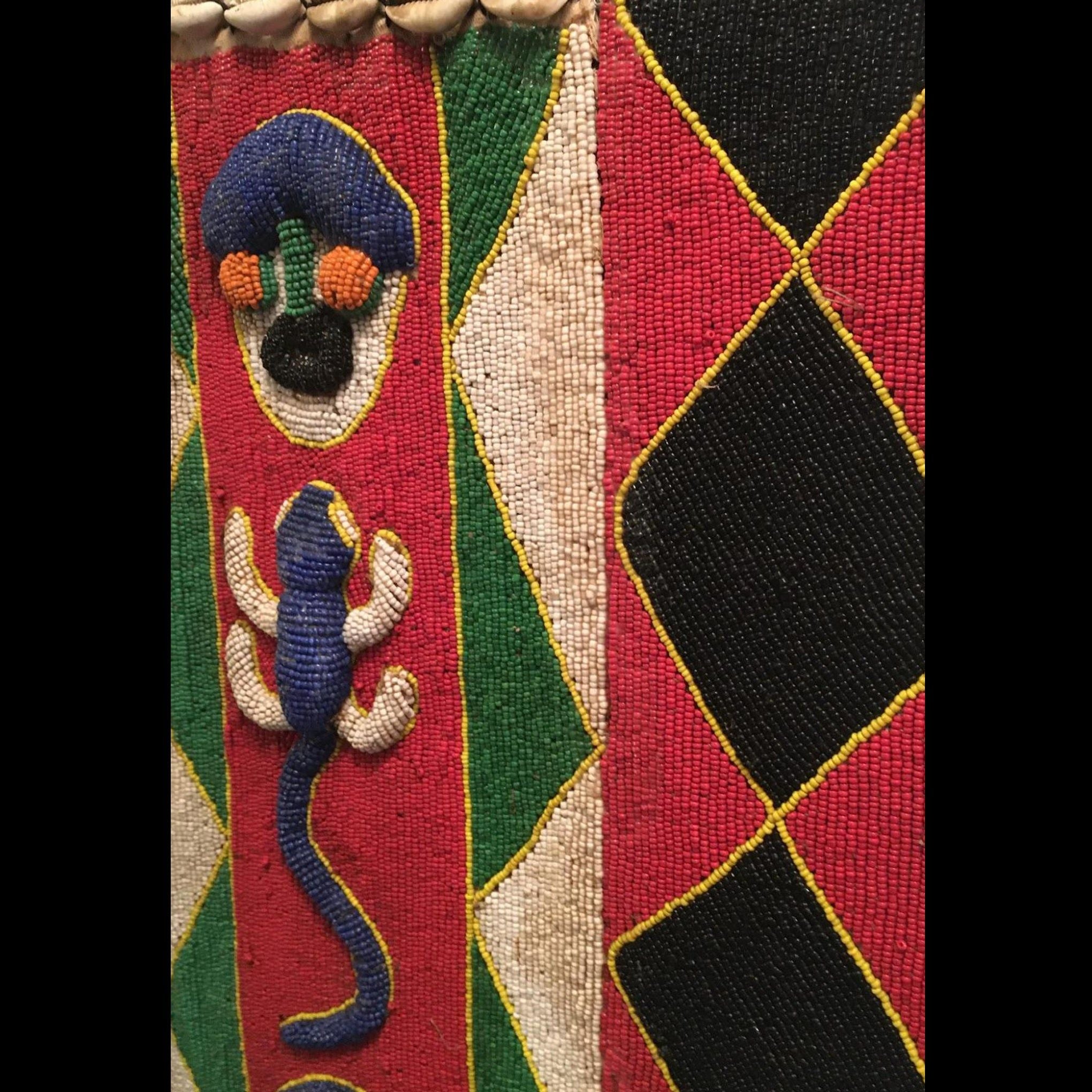 Vintage African Yoruba Beaded Diviner Wall Hanging