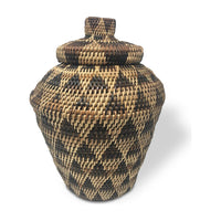 Philippine Iraya Basket with Diamond Pattern - 12" H X 10" Diam.