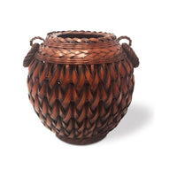 Japanese Ikebana-Style Bamboo Basket Measuring 10 inches Tall by 9.5 Inches Diameter