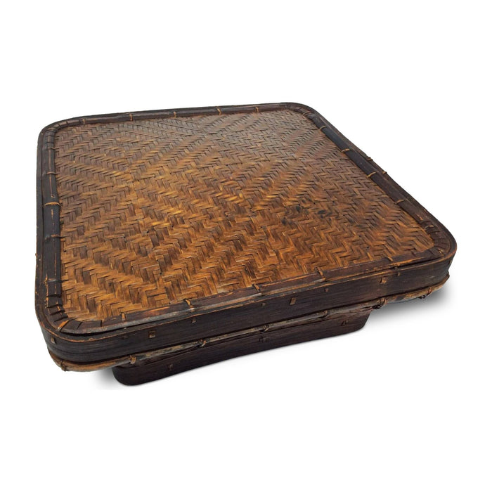 Vintage Philippine Huop Covered Food Basket - 6.5" H X 15.5" Square