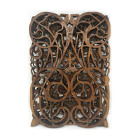 Hand-Carved Teak Panel with Kanote Pattern from Burma/Myanmar - 17" H X 12" W X 1" D (2 of 4)