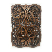 Hand-Carved Teak Panel with Kanote Pattern from Burma/Myanmar - 17" H X 12" W X 1" D (1 of 4)