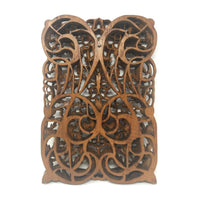 Hand-Carved Teak Panel with Kanote Pattern from Burma/Myanmar - 17" H X 12" W X 1" D (3 of 4)