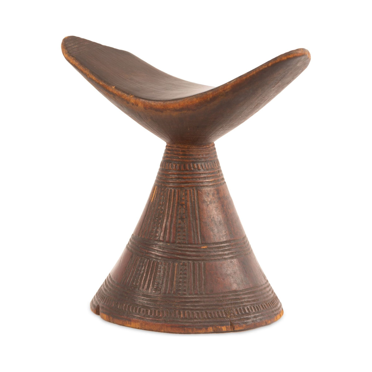 Vintage Wooden Ethiopian Tribal Headrest from Oromia Region