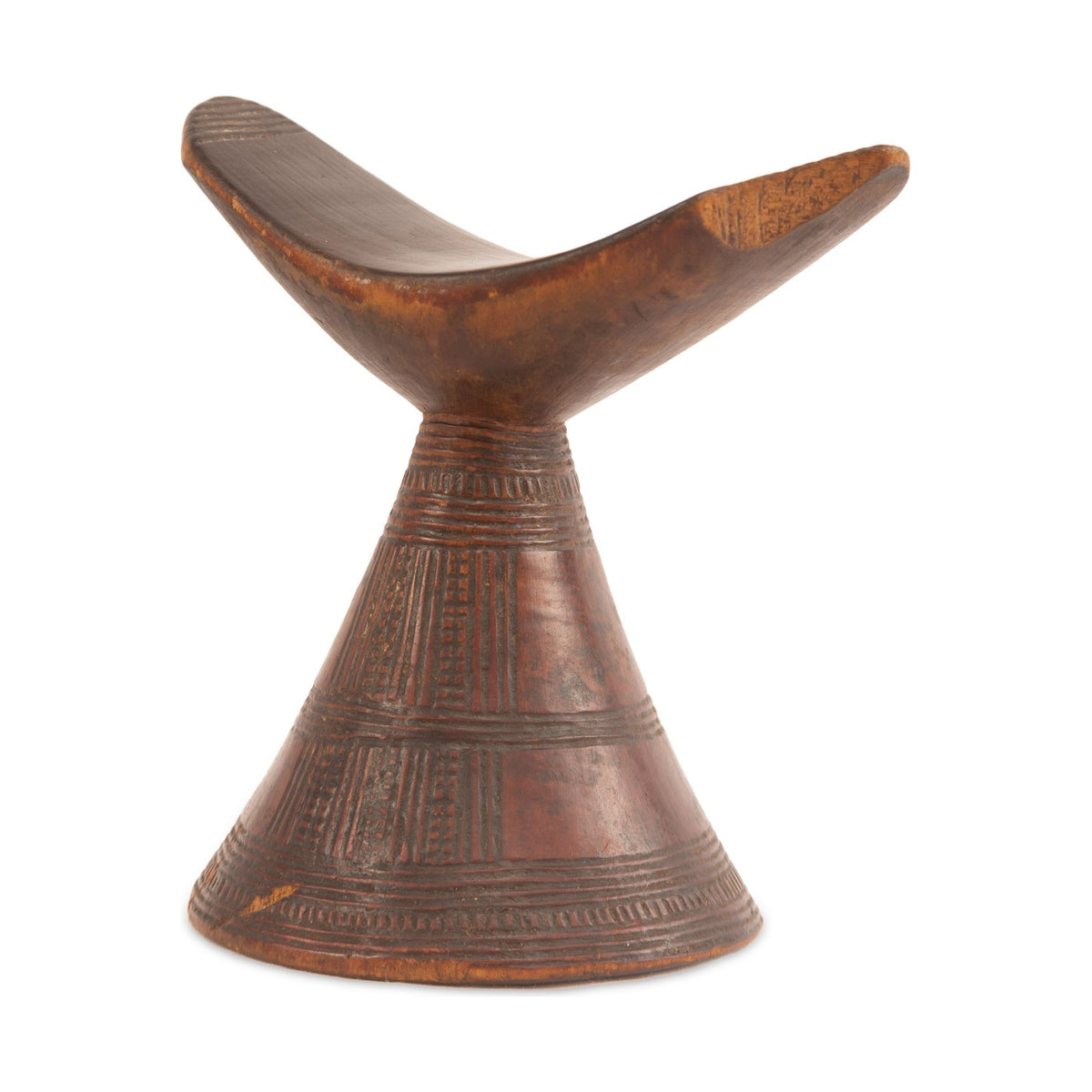 Vintage Wooden Ethiopian Tribal Headrest from Oromia Region