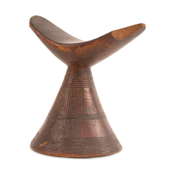 Vintage Wooden Ethiopian Tribal Headrest from Oromia Region