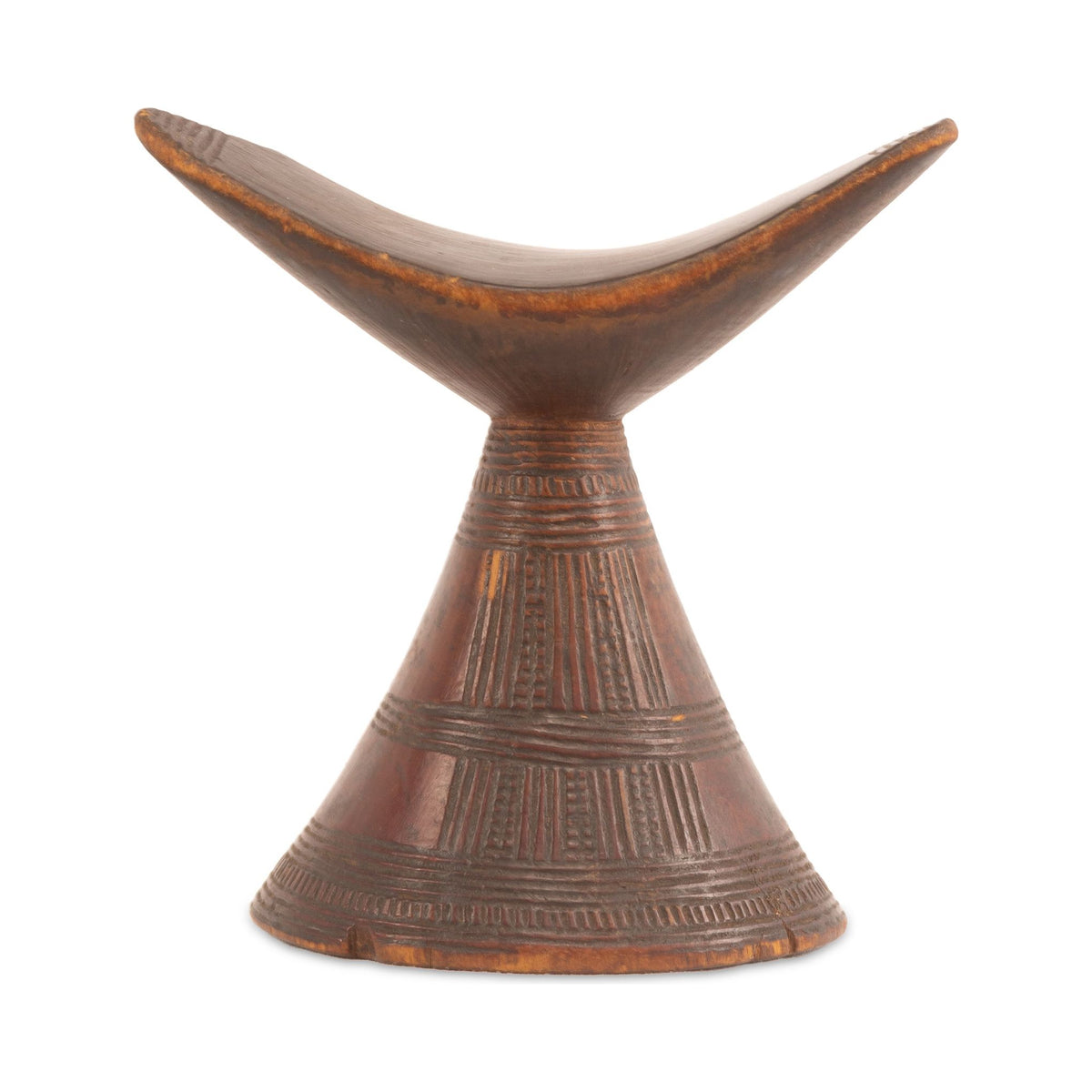 Vintage Wooden Ethiopian Tribal Headrest from Oromia Region