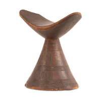 Vintage Wooden Ethiopian Tribal Headrest from Oromia Region