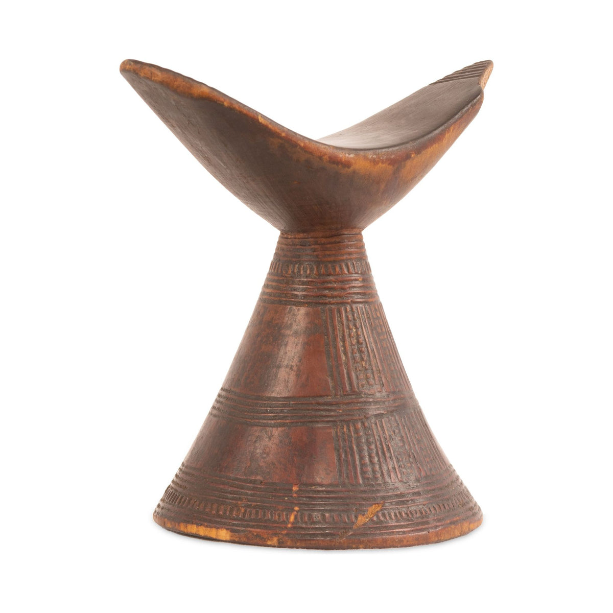 Vintage Wooden Ethiopian Tribal Headrest from Oromia Region