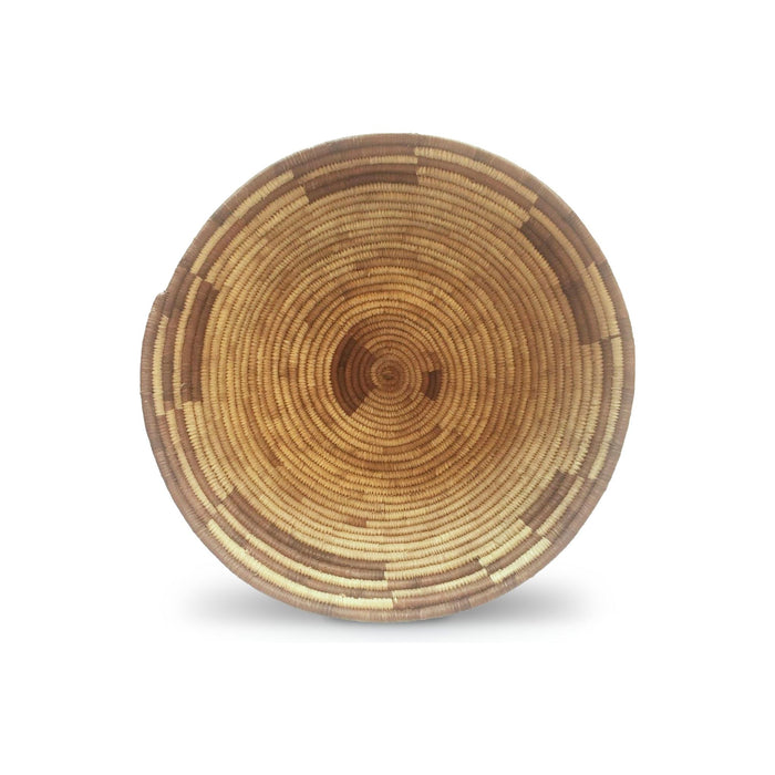 1970s Botswana Basket with Neutral/Brown Tones - 12" Diam. X 4" H